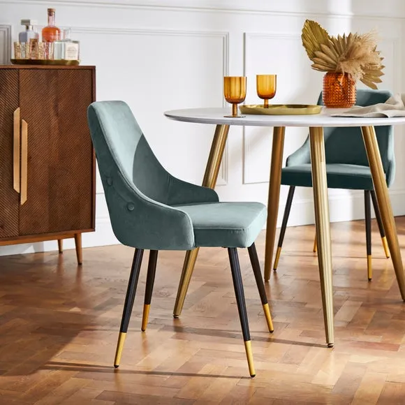 Ariana Set of 4 Pacific Blue Dining Chairs Velvet