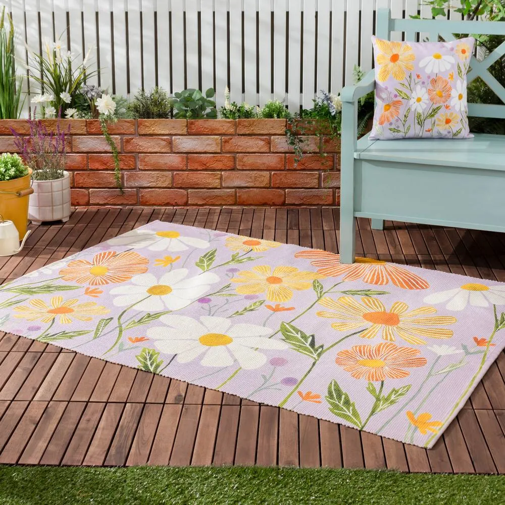 Wylder Wildflowers Country Water & UV Resistant Outdoor Cushion in Lilac 2