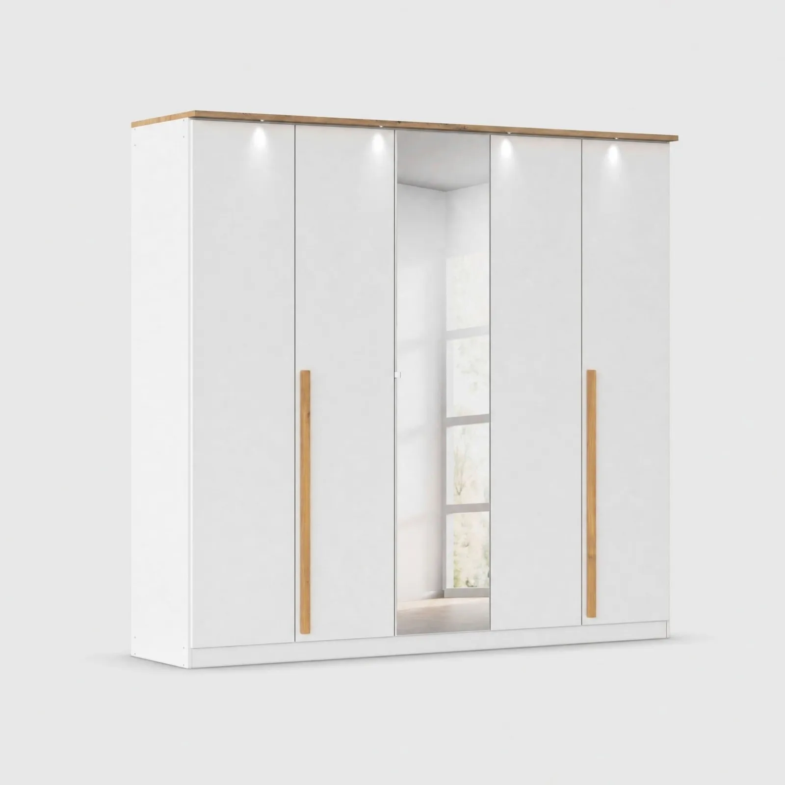Laika 5 Door Hinged Wardrobe 226X212Cm 1 Mirror Door Wood | Barker & Stonehouse