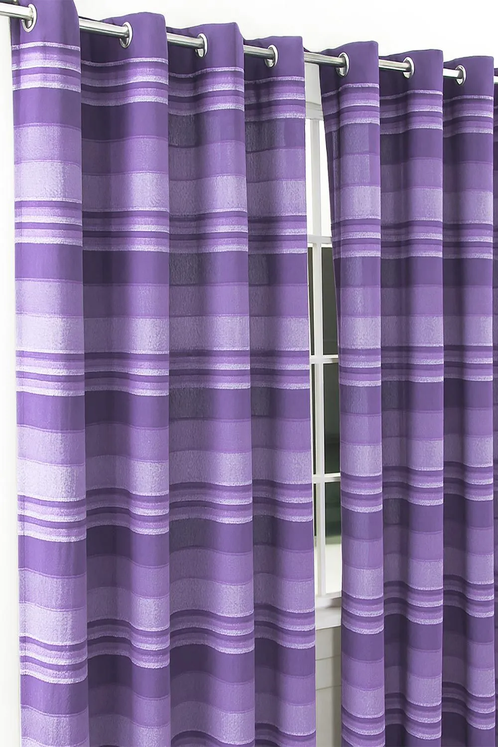 Homescapes Cotton Morocco Striped Curtain Pair in Mauve 2