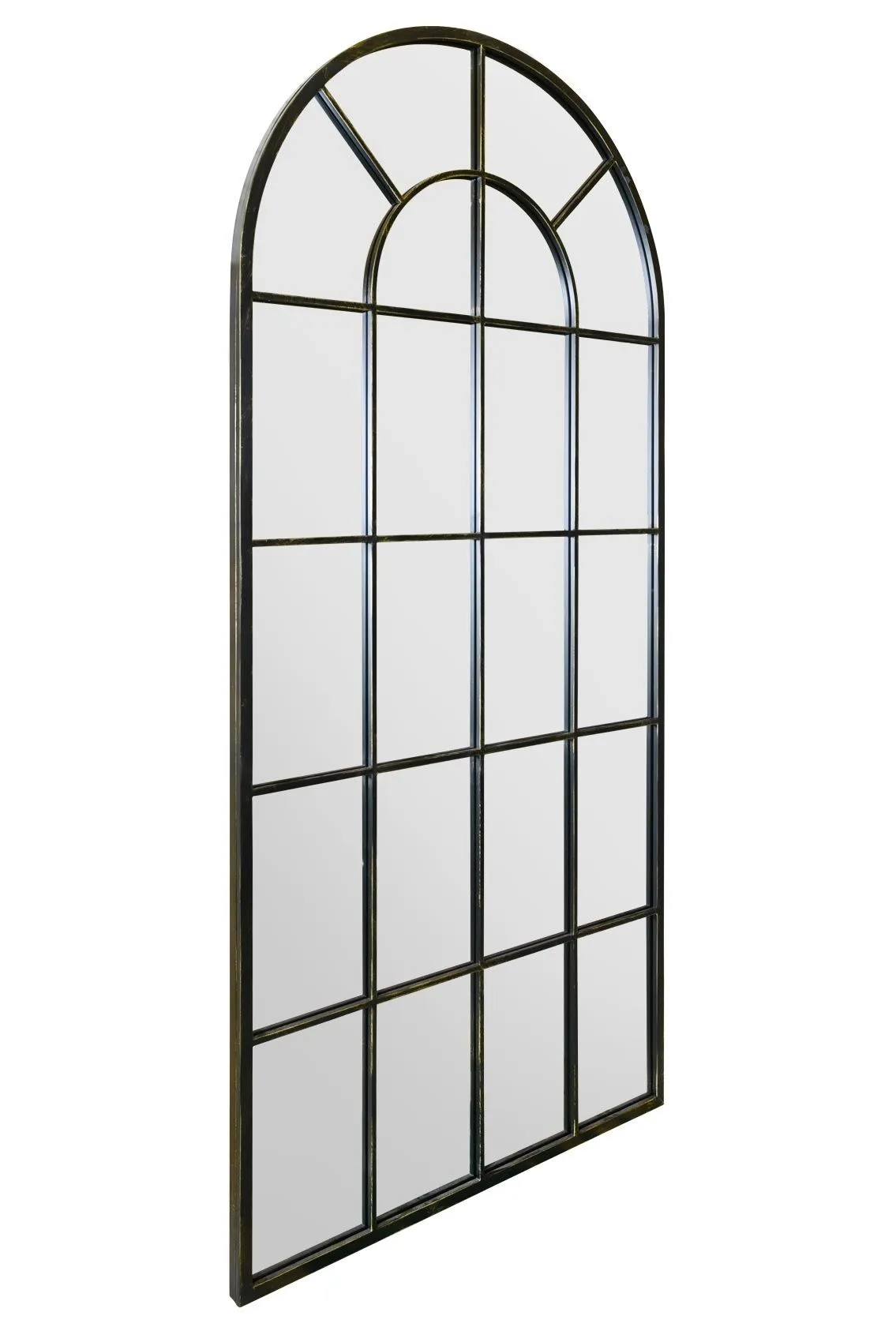 MirrorOutlet The Arcus - Antique Black Framed Arched Window Leaner/Wall Mirror 71" X 33.5" (180x85CM) 4