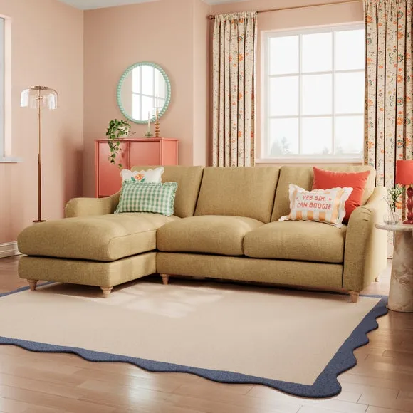 Hattie Slub Faux Linen Corner Chaise 1