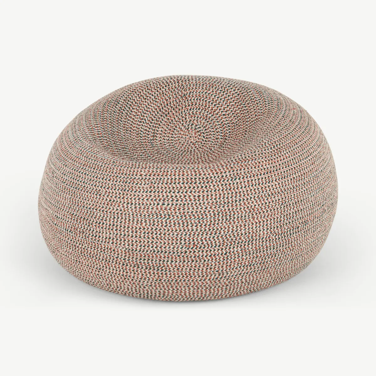 Pryia Cocoon Bean Bag, Vermilion Red Braided Weave & Storm Green Fabric