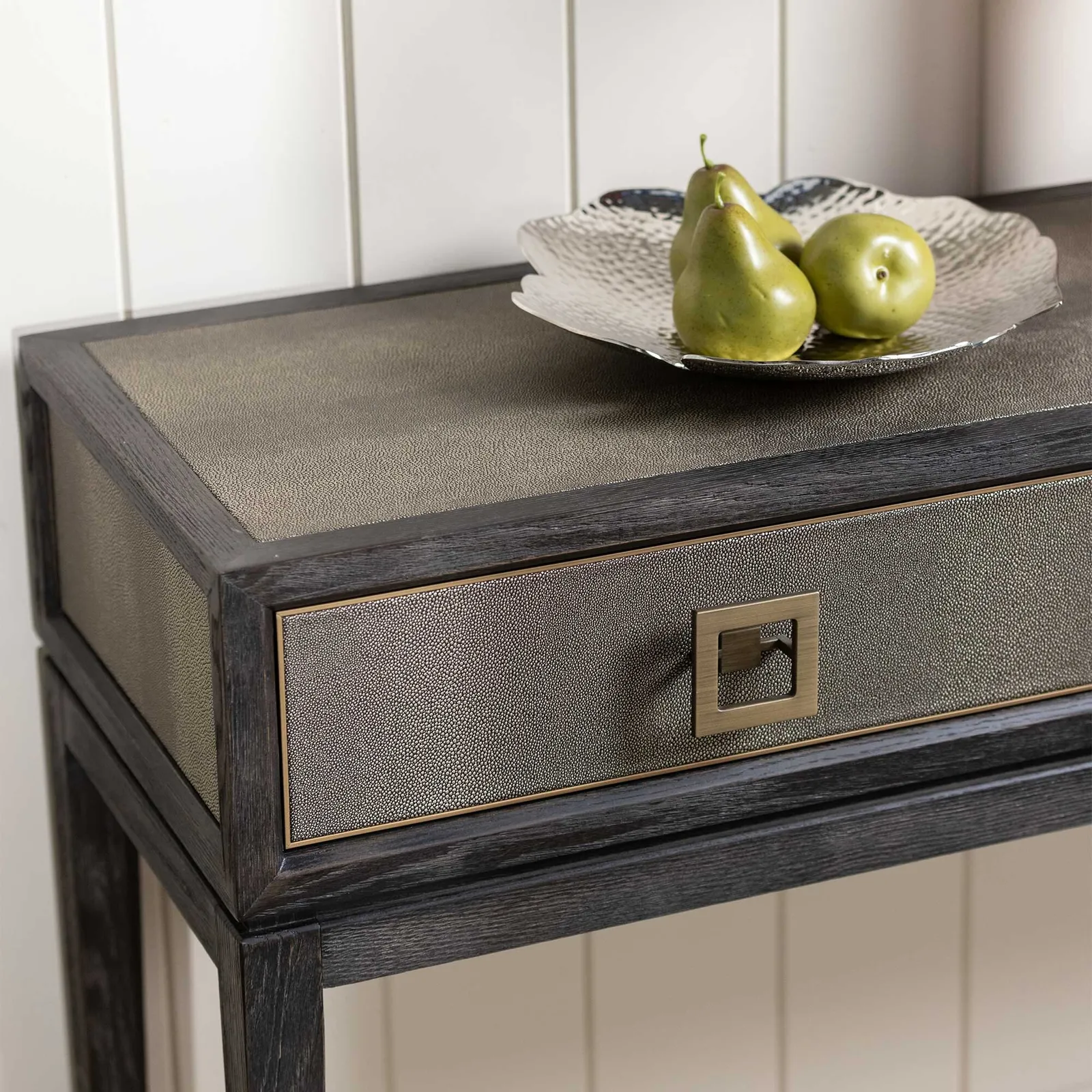Nerina 3 Drawer Console Table, Black Oak | Barker & Stonehouse 4