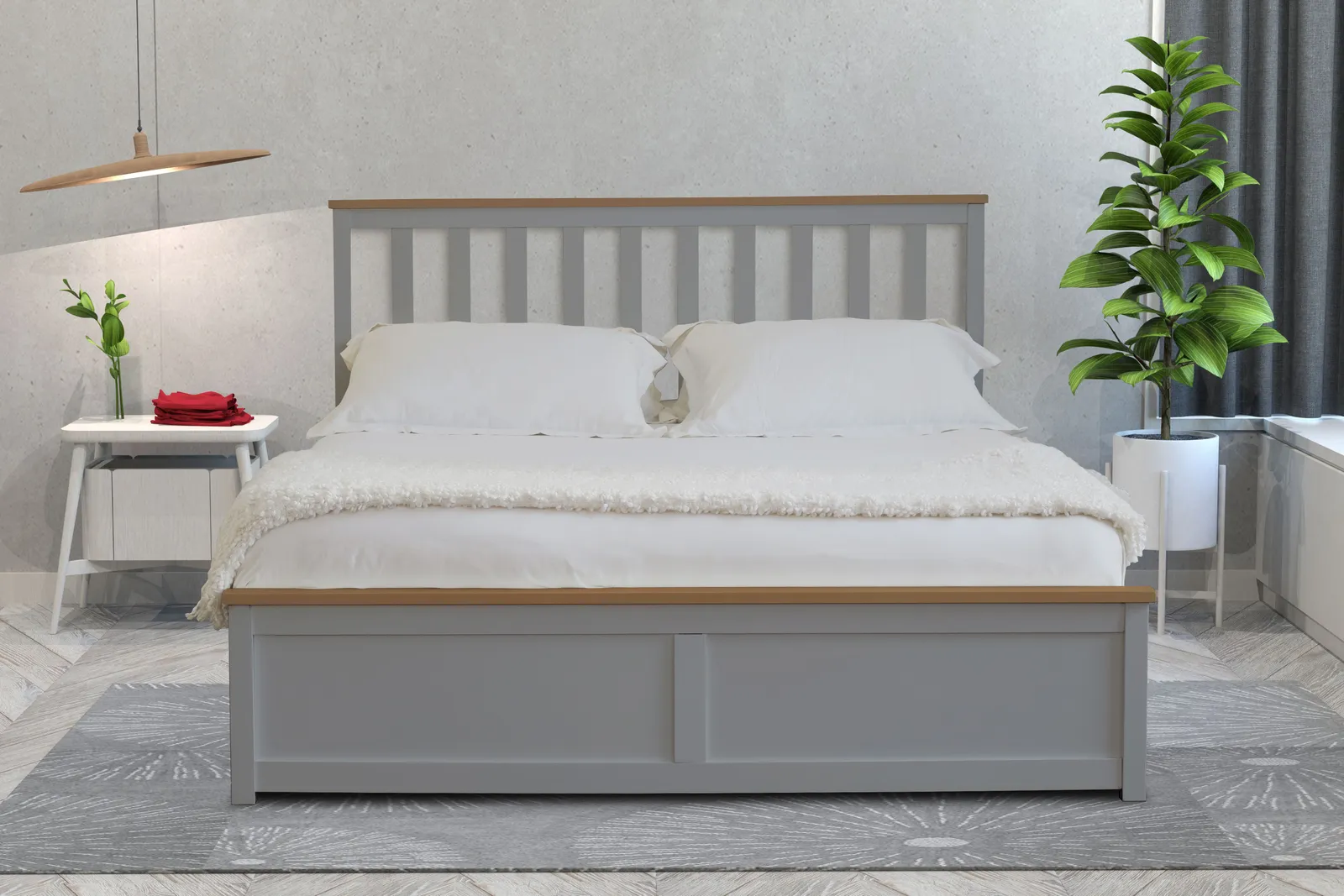 Comfy Living Ltd Wooden Ottoman Gas Lift Storage Bedframe in Grey 2