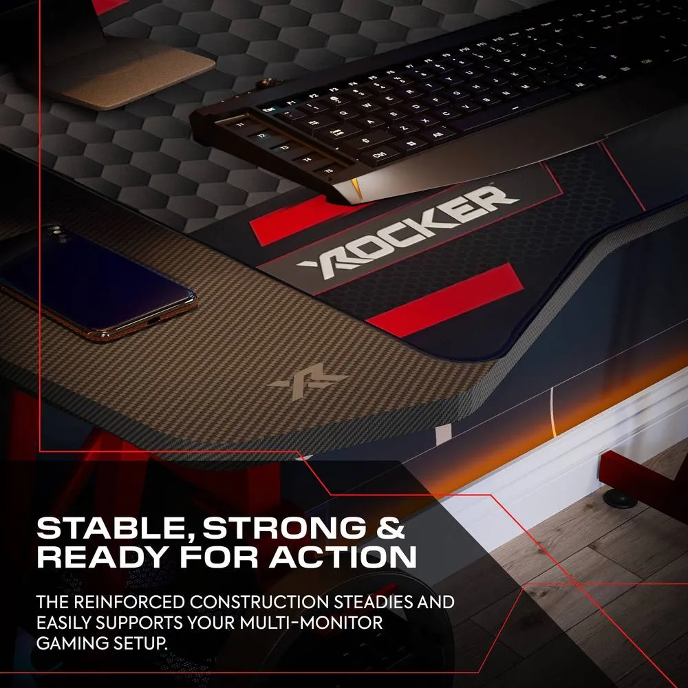 X Rocker Panther Evo 120cm Gaming Desk with Mousepad - Red 4