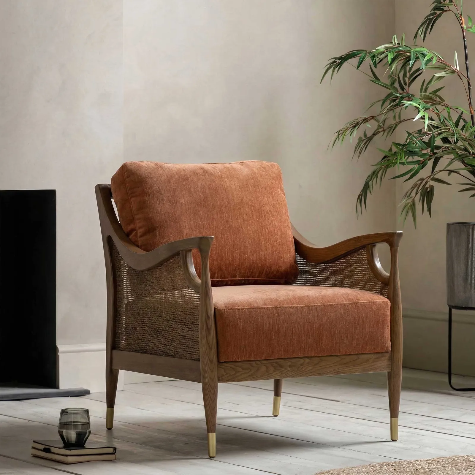 Ambrosio Accent Armchair, Orange Fabric | Barker & Stonehouse 2