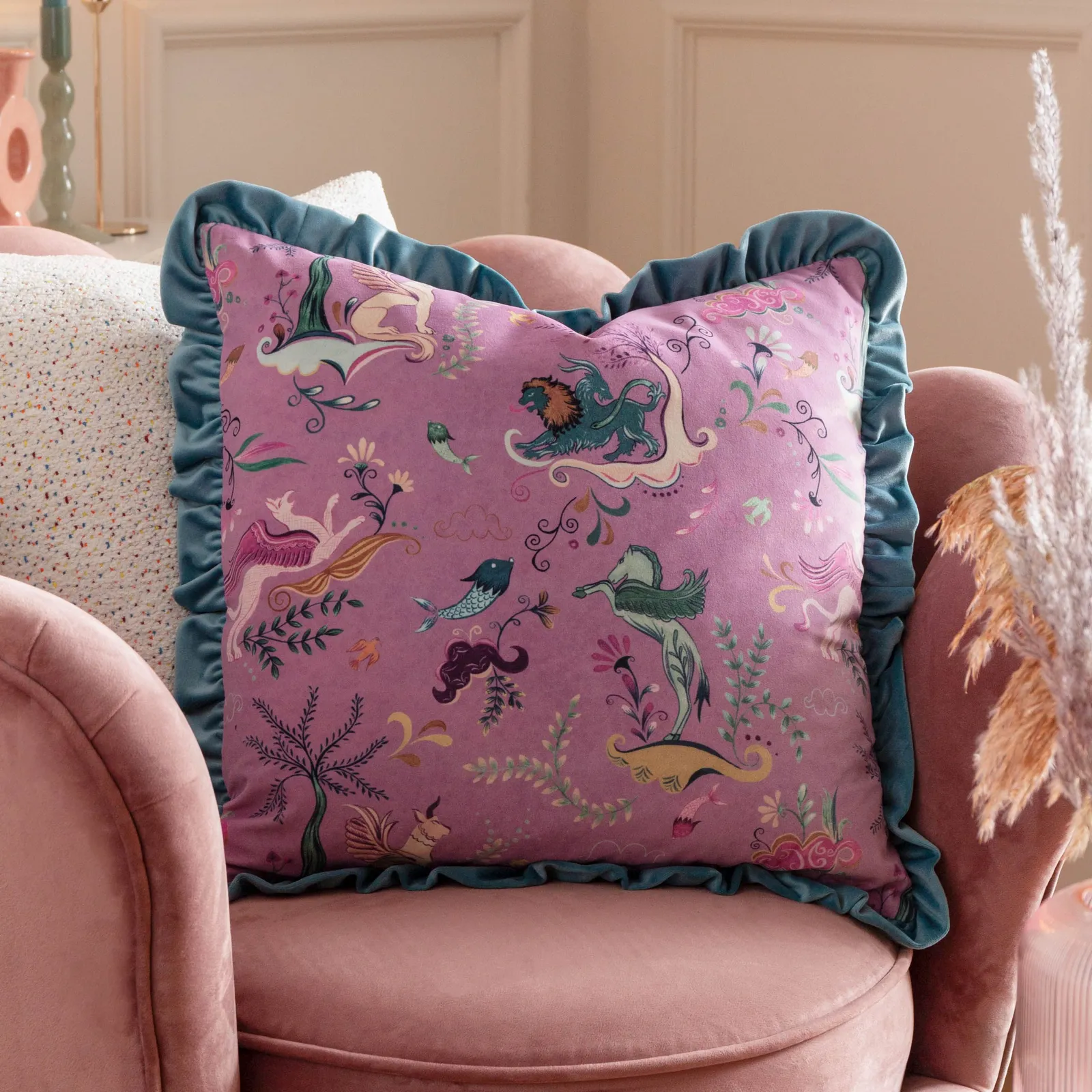 Furn Athena Mythological Ruffle Trim Cushion