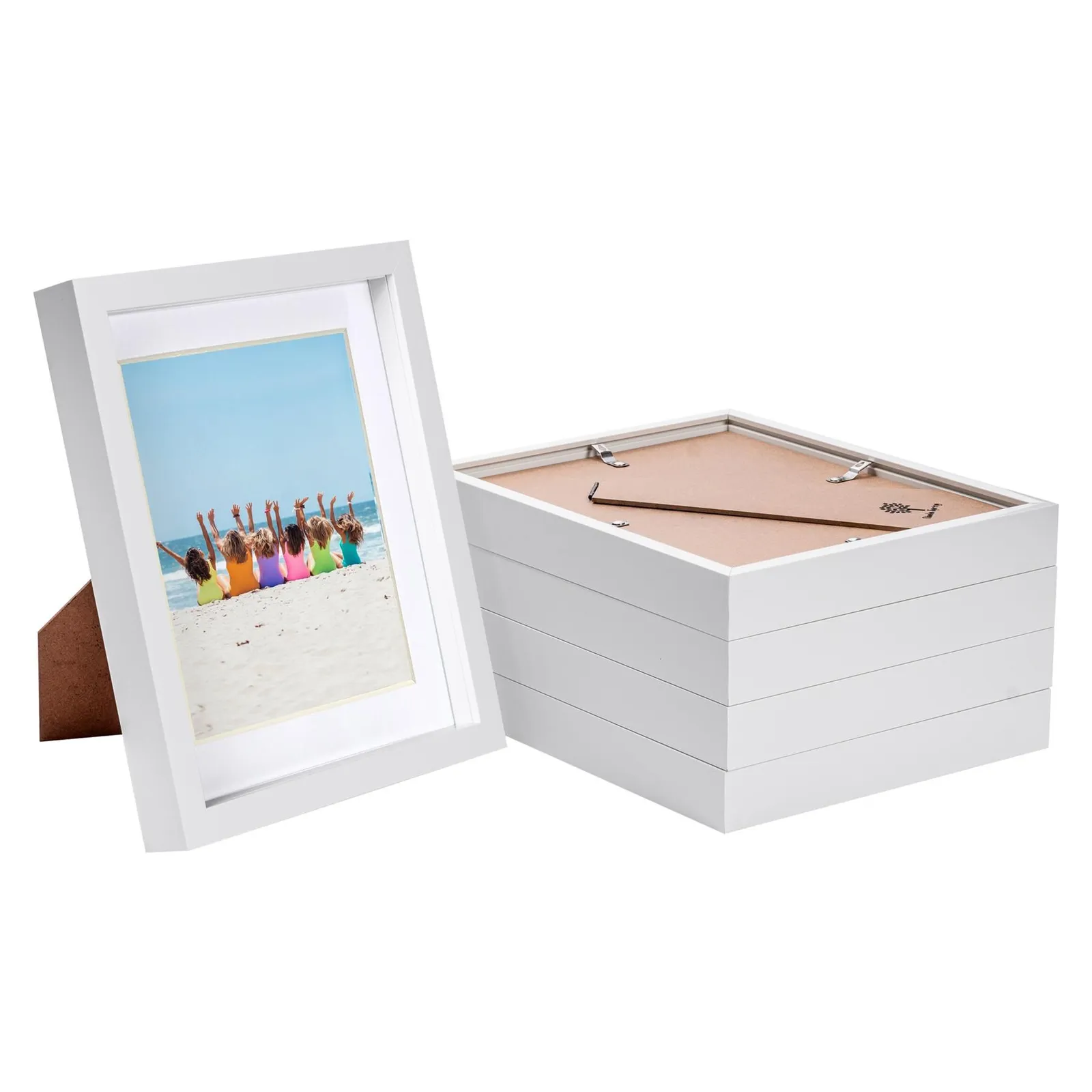 Nicola Spring 8x10" White 3D Box Photo Frames 5x7" - x5 1