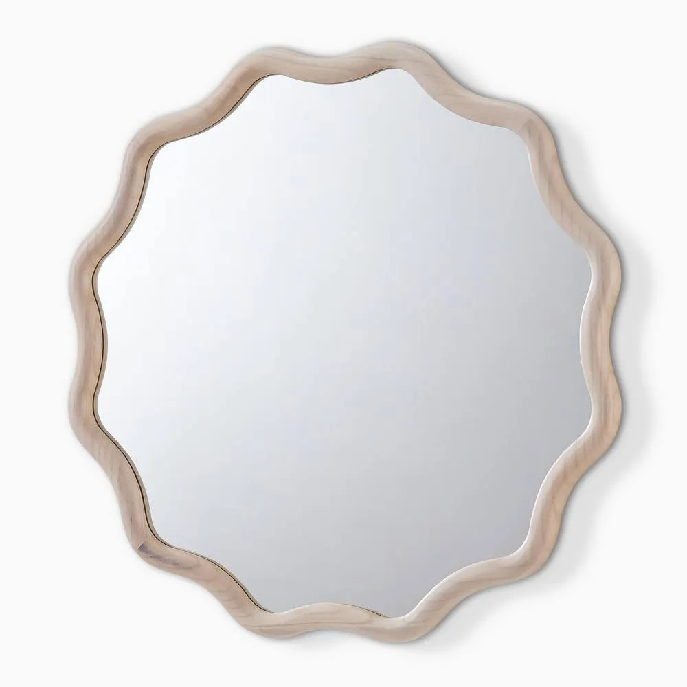 FurnitureboxUK Damaris Wood Medium 70x70cm Wavy Round Wall Mirror in Brown 4