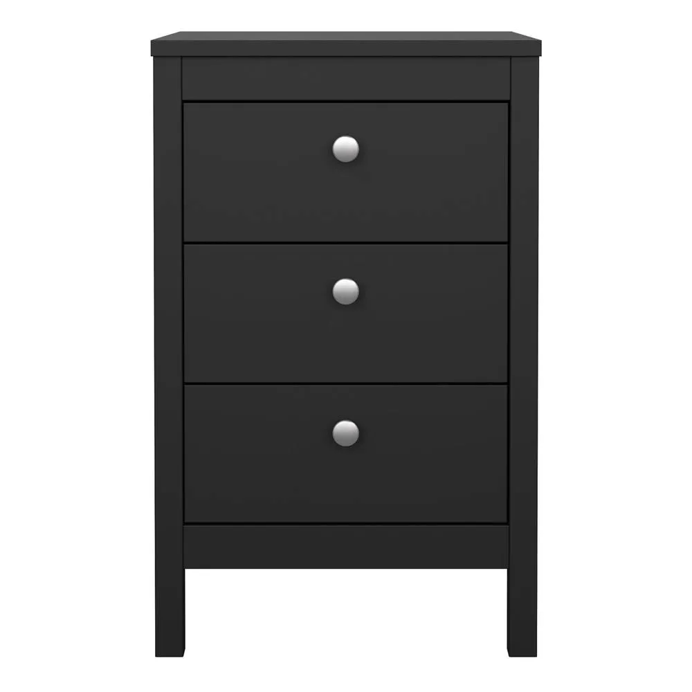 Furniture To Go Madrid Bedside Table 3 Drawers in Matt Black 2