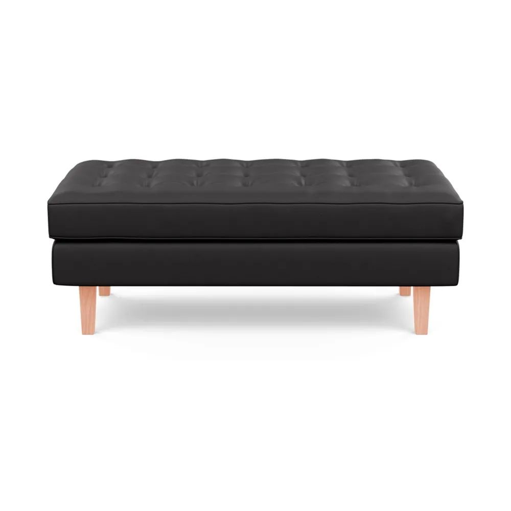 Heal's Hepburn Ottoman Leather Grain Graphite 063 Natural Feet