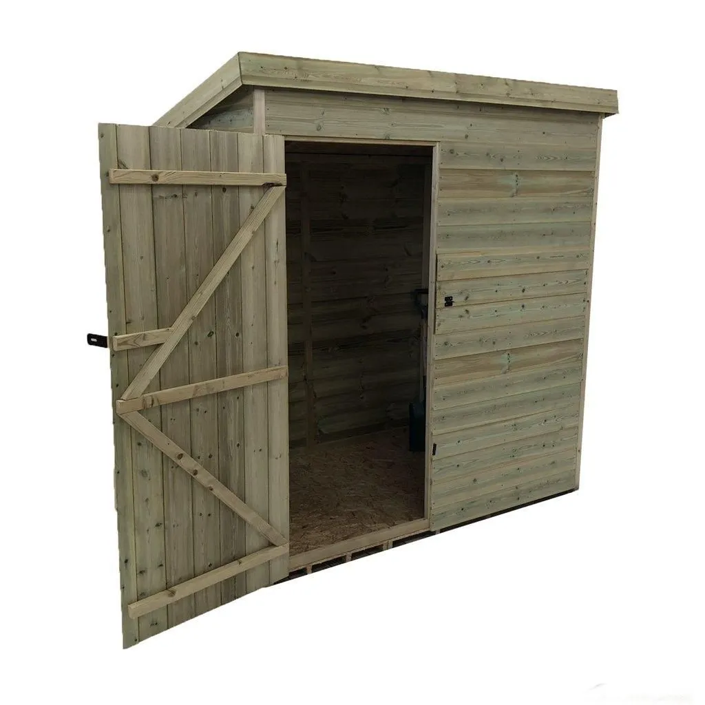 Marlborough 6 x 5 Pressure Treated Pent Garden Shed with Single Door in Natural 6