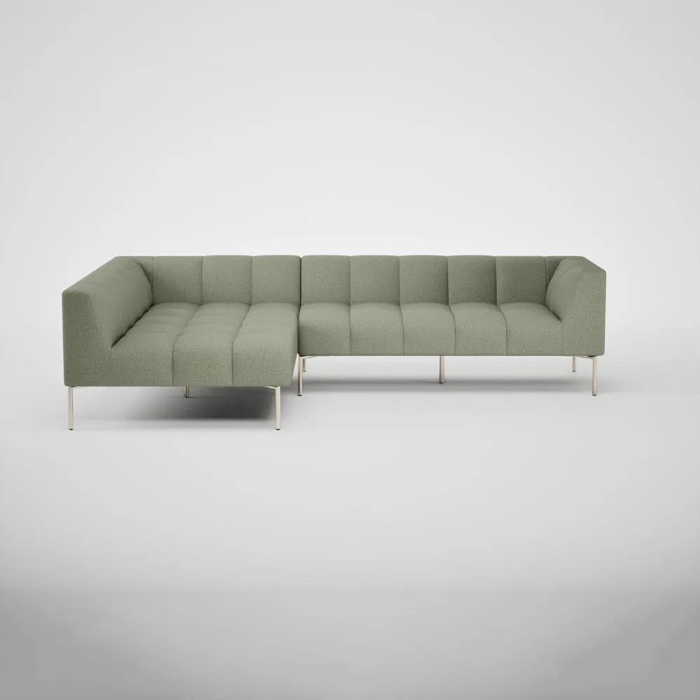 Heal's Quadro Left Hand Facing Chaise Sofa Siena Cotton Pistachio Stainless Steel Feet 2