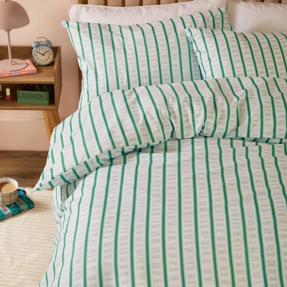 Duvet Day Hettie Soft Touch Striped Duvet Cover Set in Green