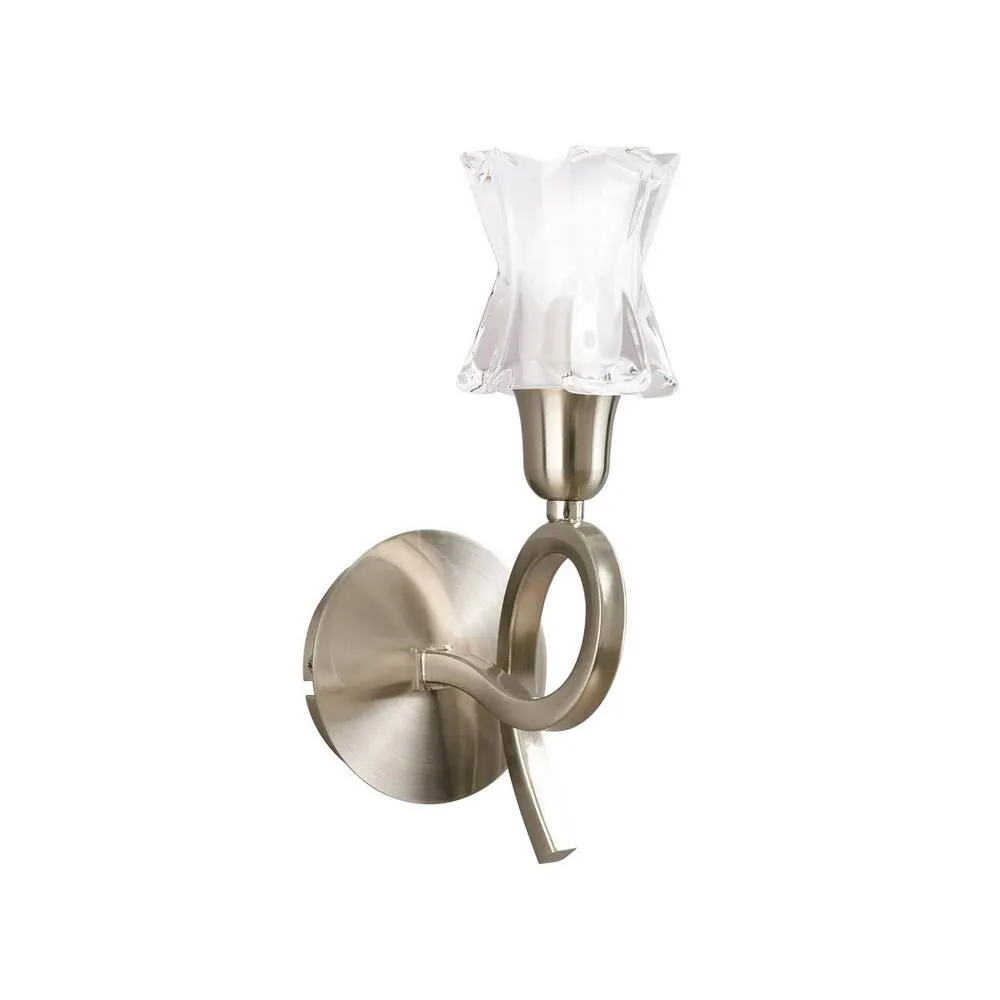Netlighting Alaska Wall Lamp Switched 1 Light L1SGU10 Satin Nickel in Grey
