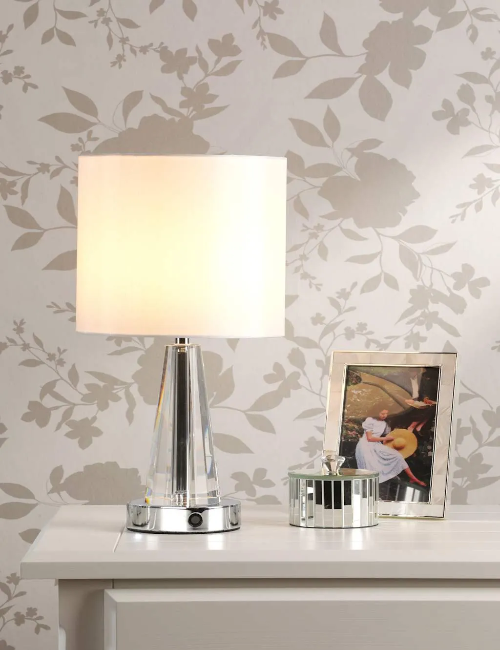 Laura Ashley Blake Rechargeable Table Lamp Silver