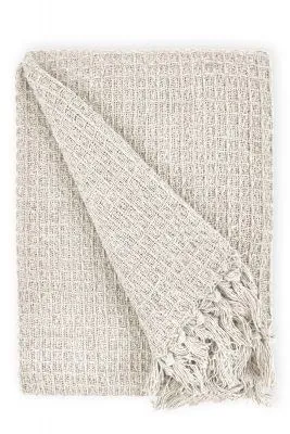 New Edge Blinds NewEdgeBlinds Waffle Collection Recycled Cotton Throw in Ivory (90" x 100")