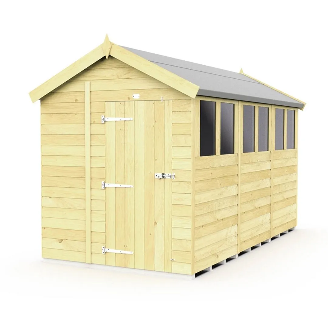 Buttercup Farm 6 x 12 Feet Apex Shed - Single Door W/ Windows - L358 x W175 x H217 cm in Brown