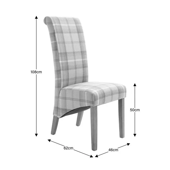 Set of 2 Chester Dining Chairs, Woven Check Fabric 6