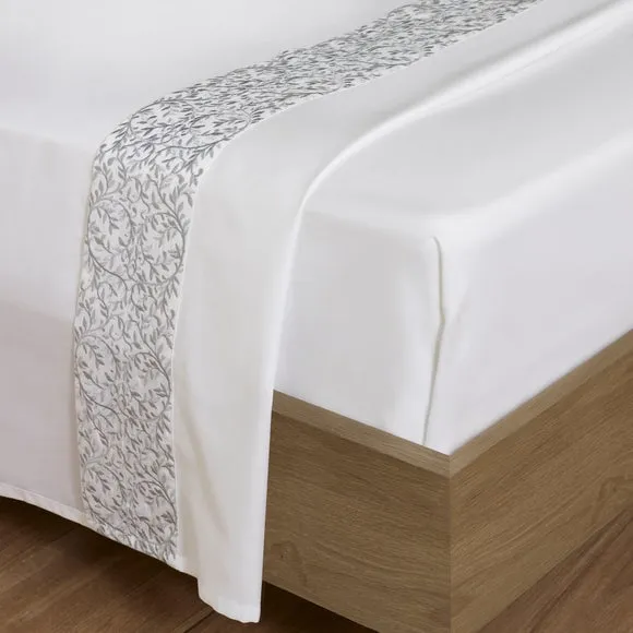 Dorma Elmley Embroidered 100% Cotton Flat Sheet 2
