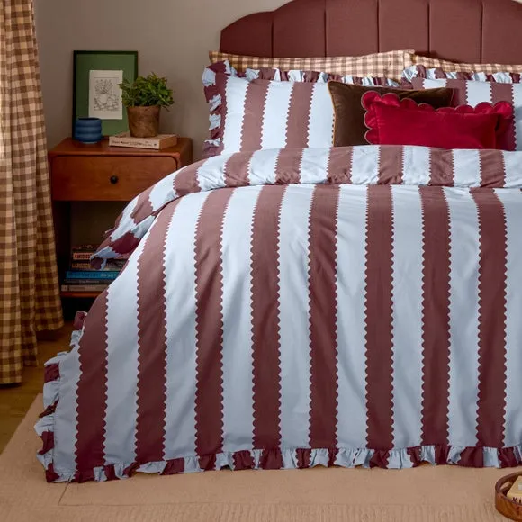 Furn. Birdie Stripe Polycotton Duvet Cover & Pillowcase Set 3