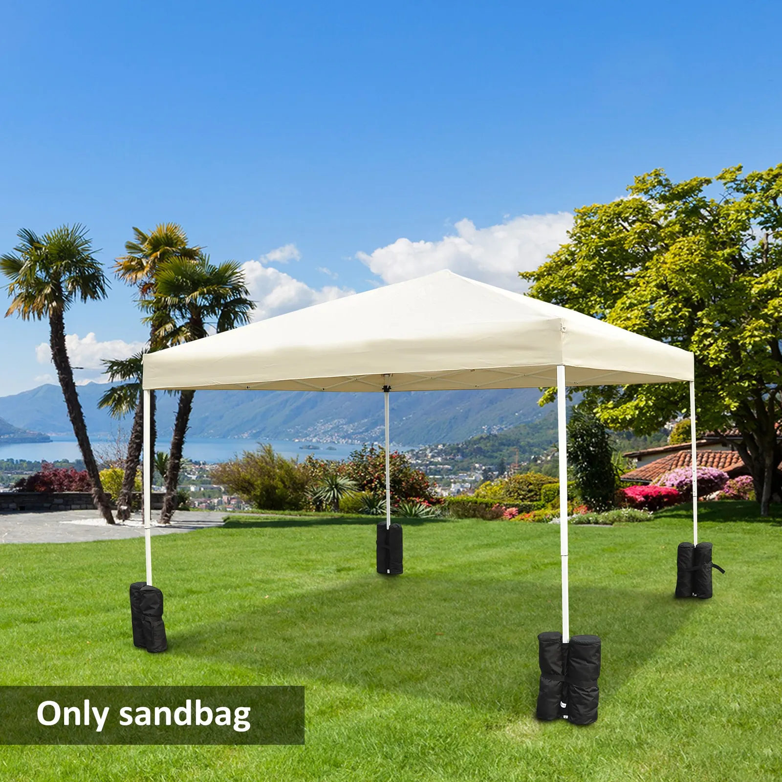 OUTSUNNY Gazebo Weight Sand Bags Leg Weights Marquee Tent Canopy Base in Black