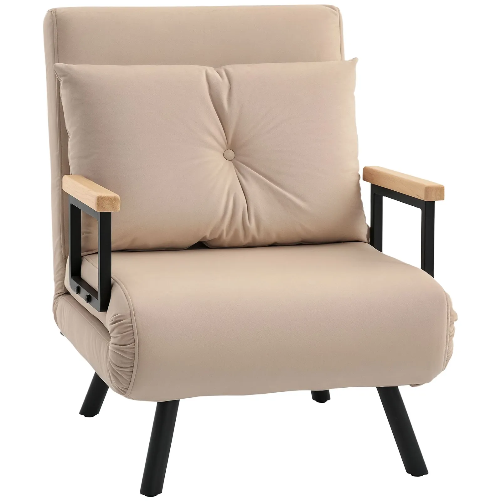 HOMCOM Click Clack Bed Settee for Living Room, Guest Room in Beige 2