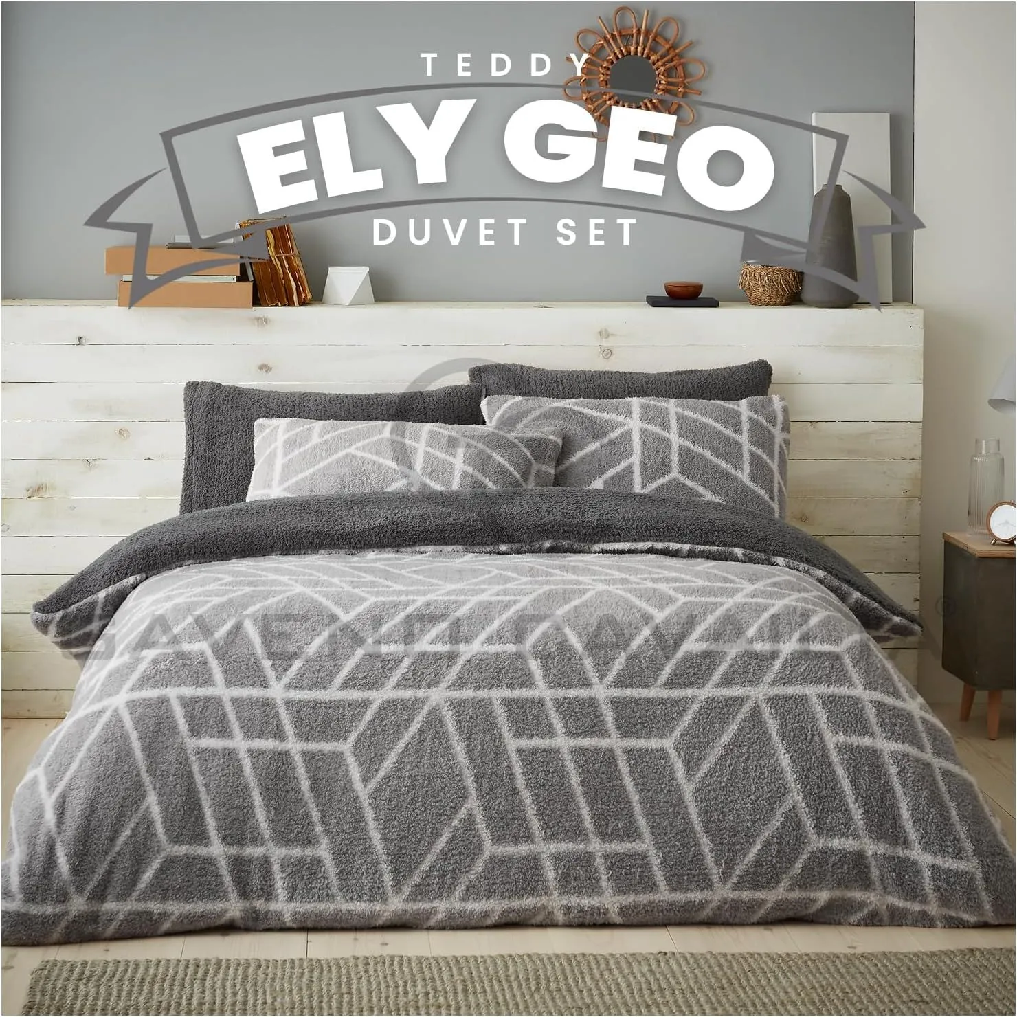 GAVENO CAVAILIA Ely Geo Printed Duvet Cover in Grey 6