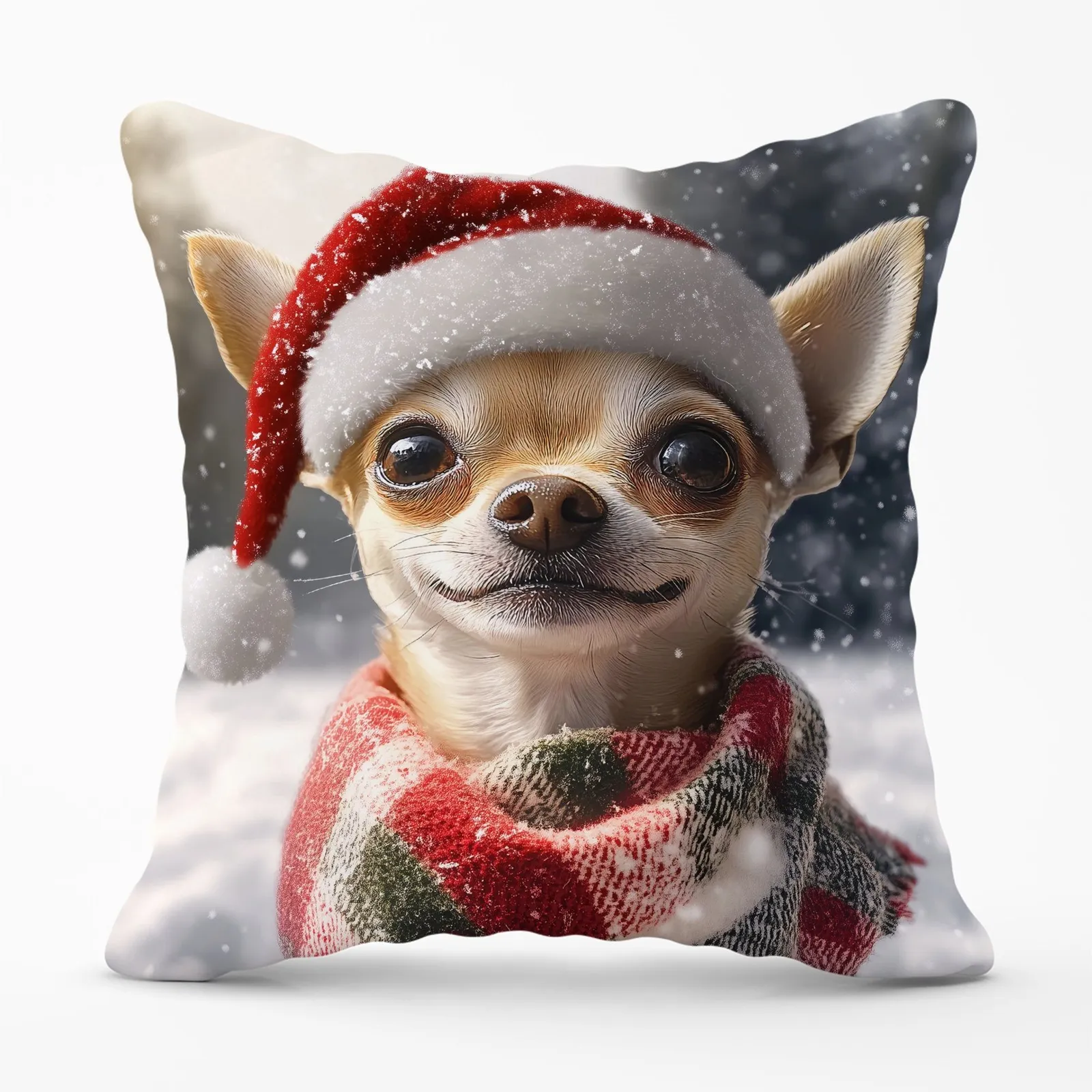 Warren Reed - Designer Christmas Chihuahua Cushion in Yellow