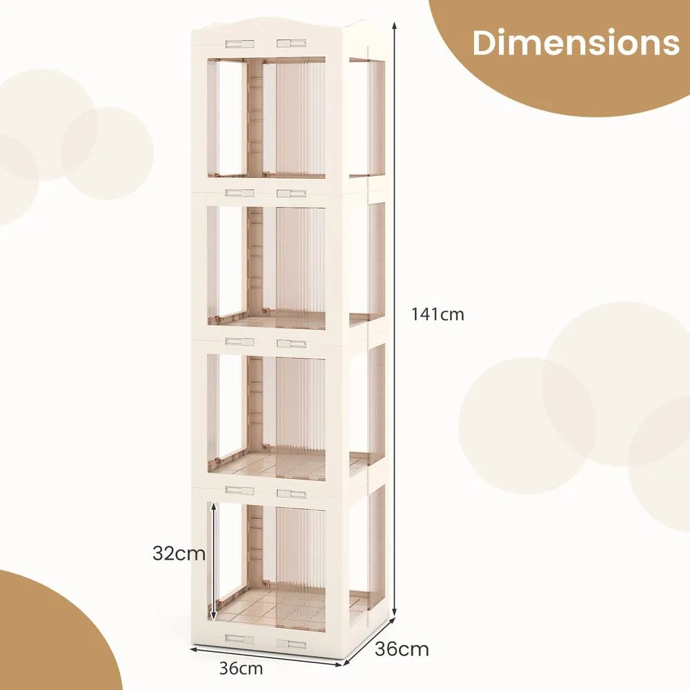 Costway 4-Tier Foldable Rotating Bookshelf Revolving Bookcase Display Shelf in White 2