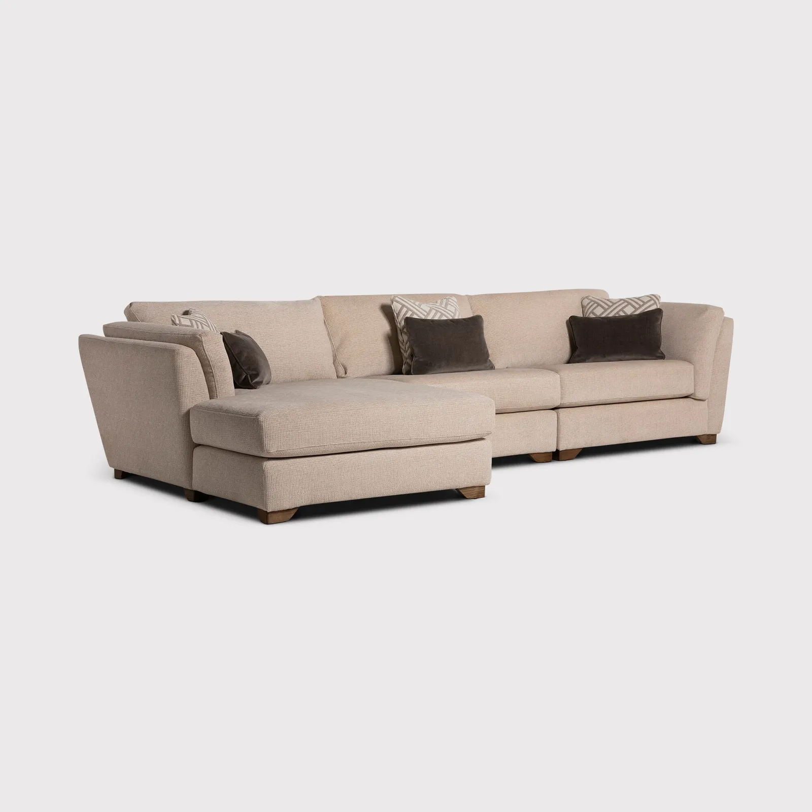 Geneva Large Lhf Chaise Sofa, Brown | Barker & Stonehouse