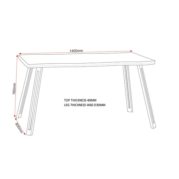Quebec Wave 4 Seater Rectangular Dining Table 3