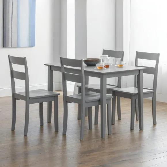 Kobe 4 Seater Rectangular Small Dining Table with 4 Chairs, Grey