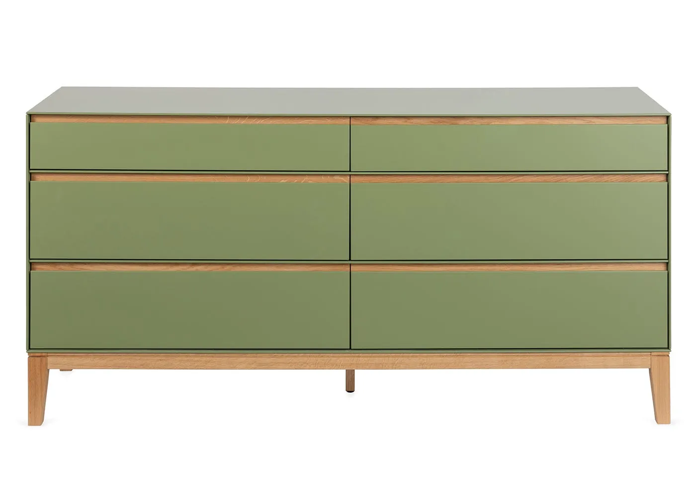 Heal's Lars 6 Drawer Dresser Wide Olive Green