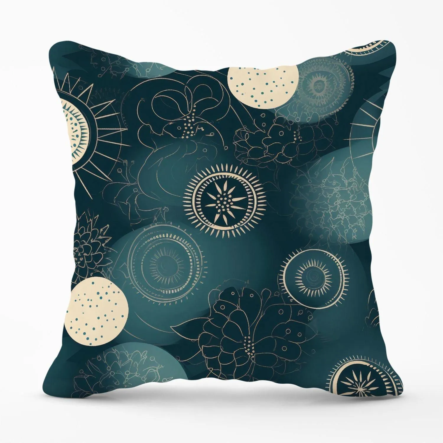 Warren Reed - Designer Blue Moon & Sun Outdoor Cushion in Green
