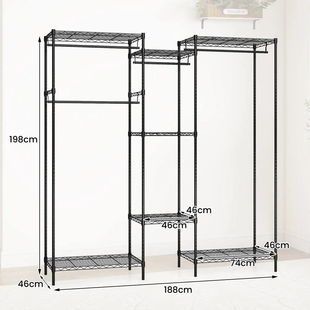 Costway Portable Wardrobe Convertible Clothes Organizer with L-shape in Black 5