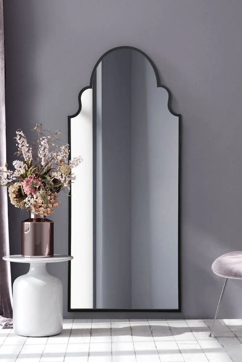 MirrorOutlet Black Framed Arched Leaner/Wall Mirror 79" X 33" (200CM X 85CM)