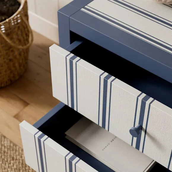 Petit Folkstone Stripe Wide 2 Drawer Bedside Table 4