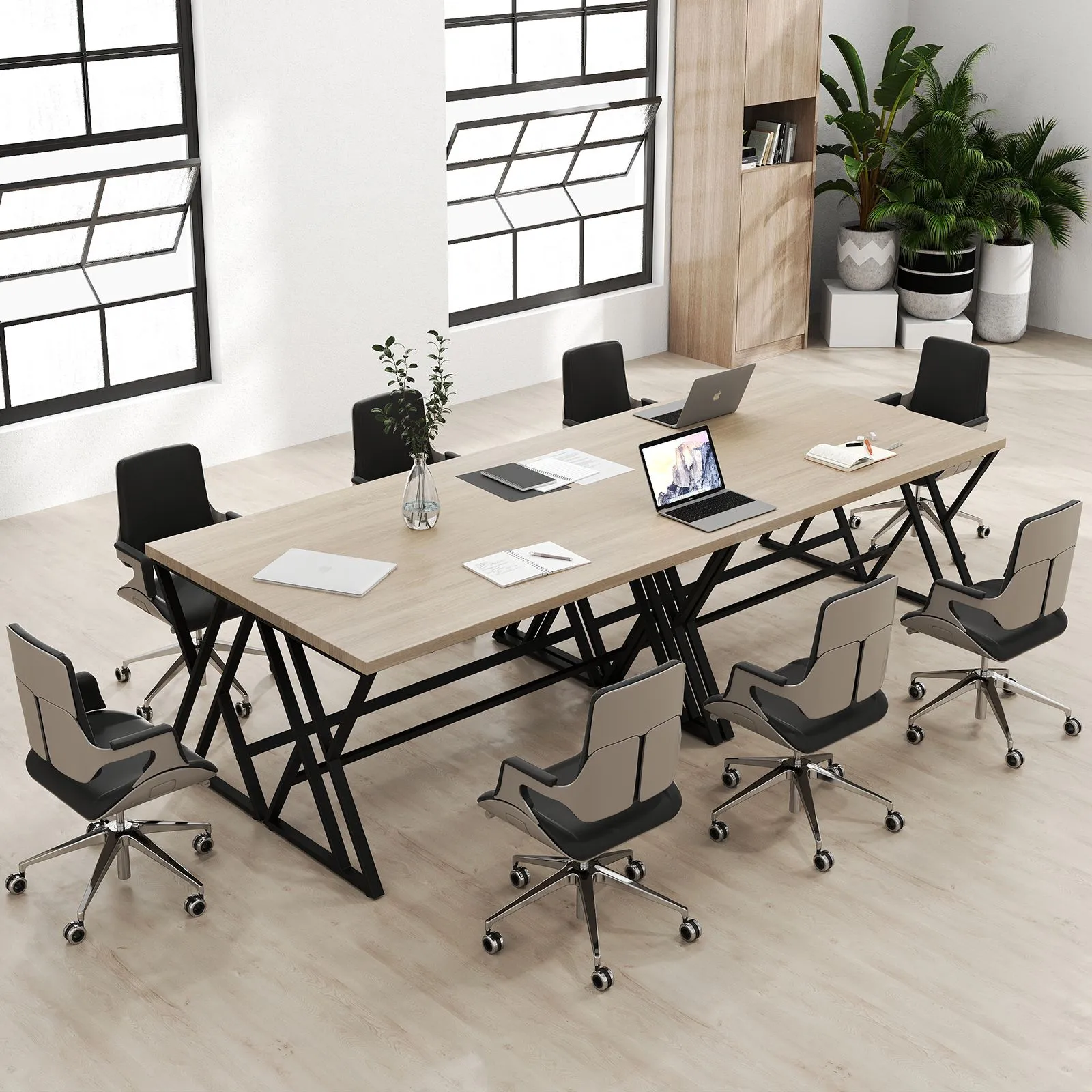 Costway 150 CM Computer Desk Large Industrial Office Desk in Grey 3