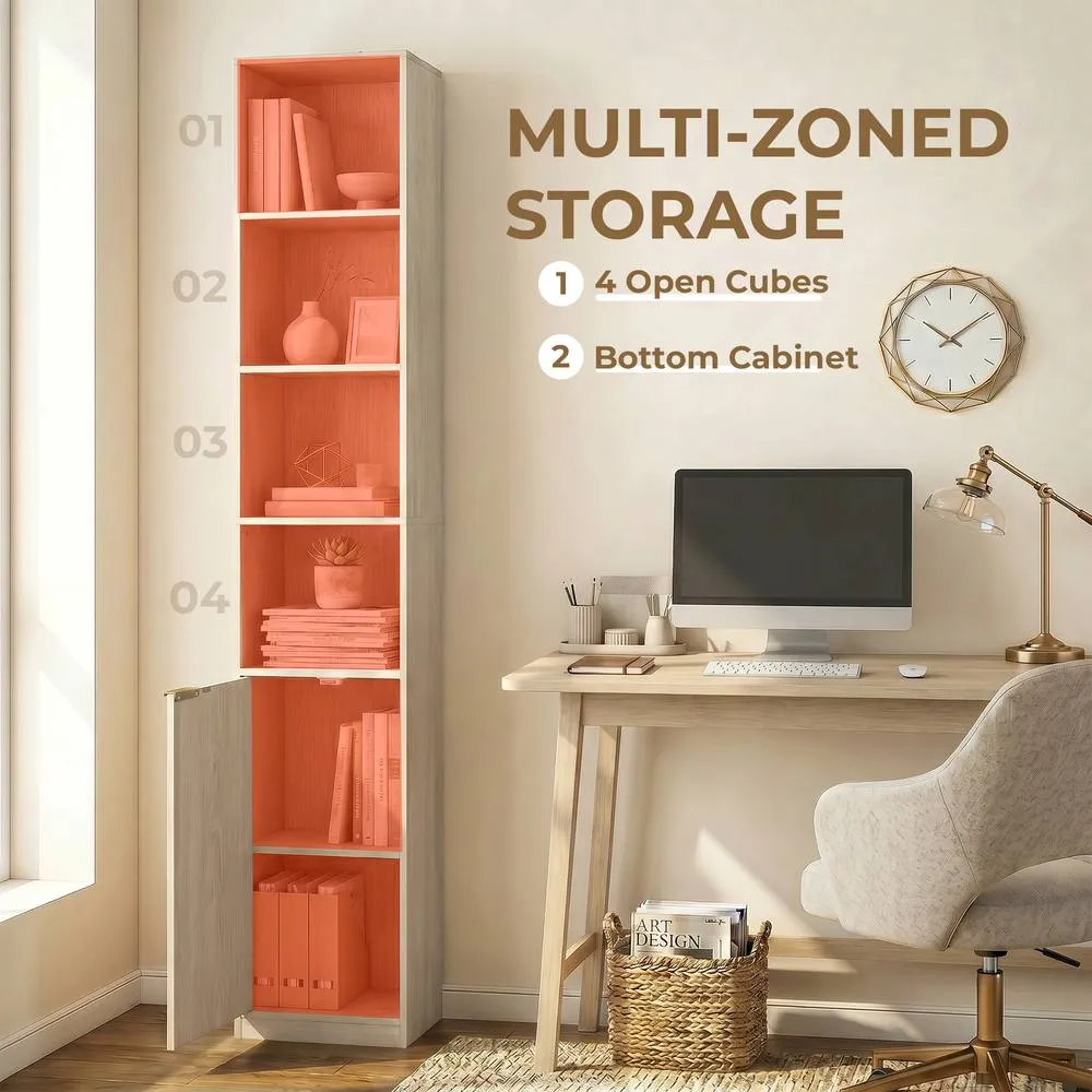 HOMCOM Bookcase Adjustable Shelf 6-Tier in Natural 4