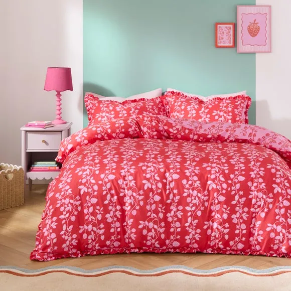 Strawberry Patch Frill Quilt Cover and Pillowcase Set 6