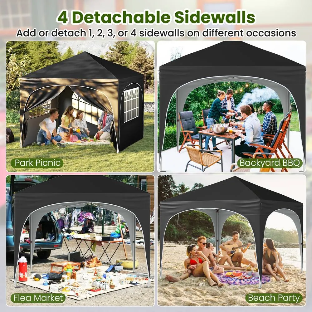 Costway 300x300cm Pop up Canopy Tent Portable Foldable Beach Sun Shelter in Black 5