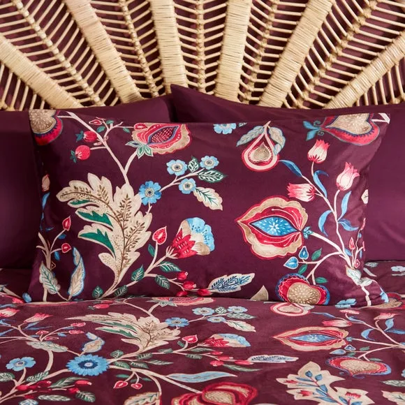 Delilah Purple Floral Fruit Tree Luxury Velvet Duvet Cover & Pillowcase Set 2