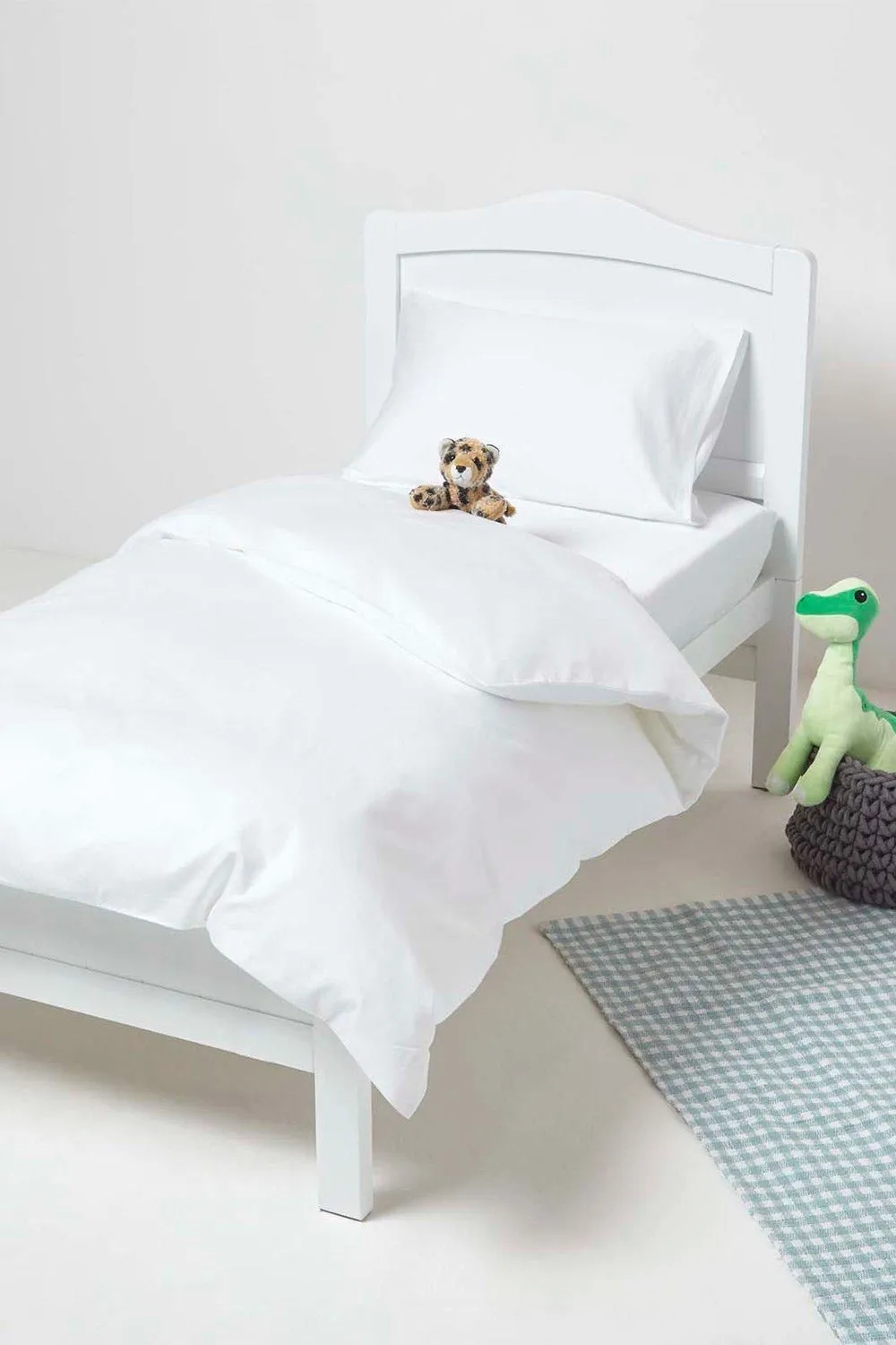 Homescapes Sateen Cotton Cot Bed Duvet Cover Set 400 Thread Count in White 2
