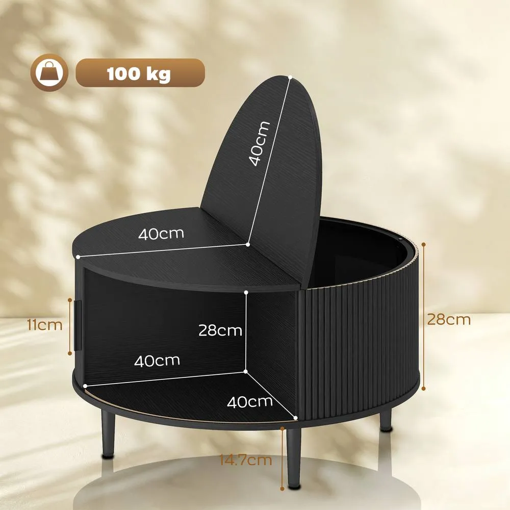 HOMCOM Coffee Table with Lift Top Sliding Door 80 cm Black Wood Effect 3