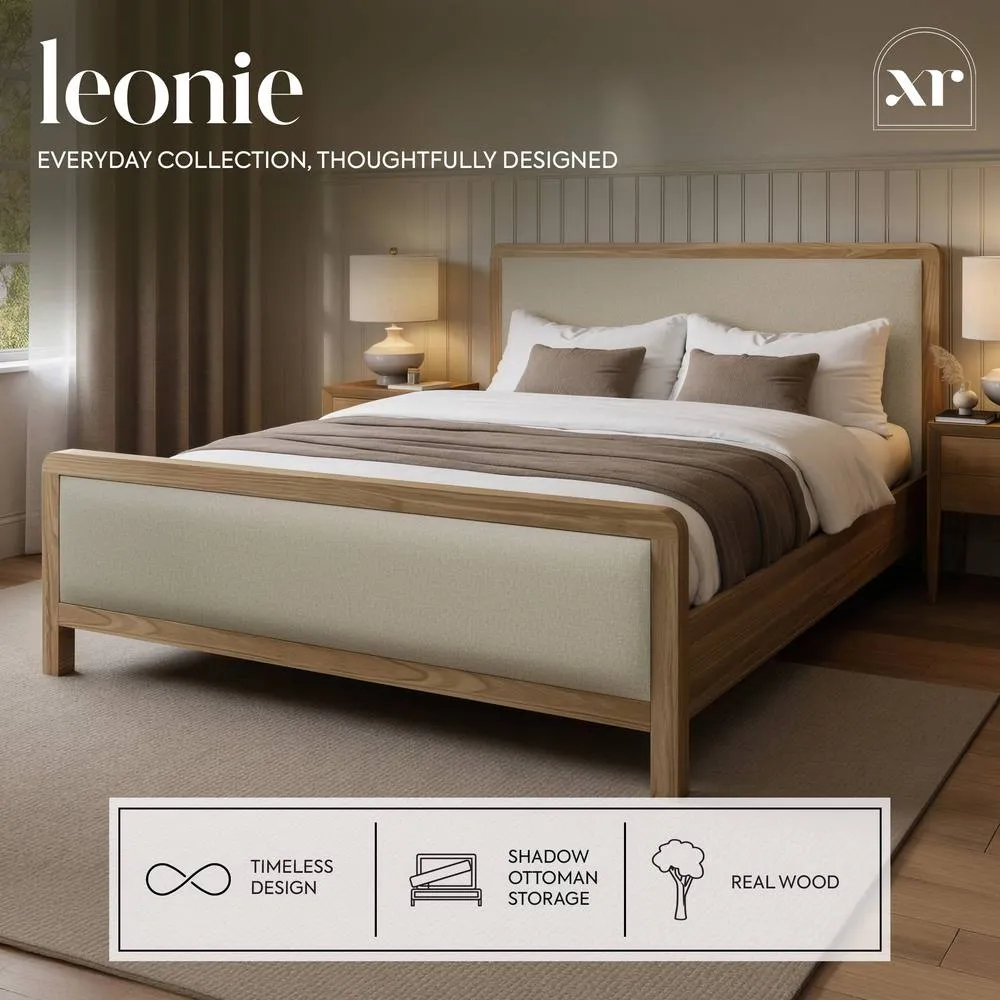 X Rocker Leonie Wooden Shadow Ottoman Bed Frame - Natural - Ash 2