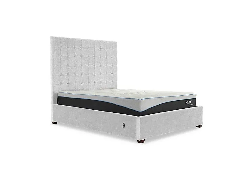 Carrie 160cm Headboard Electric Ottoman Bed Frame - Double - Ciaga Silver