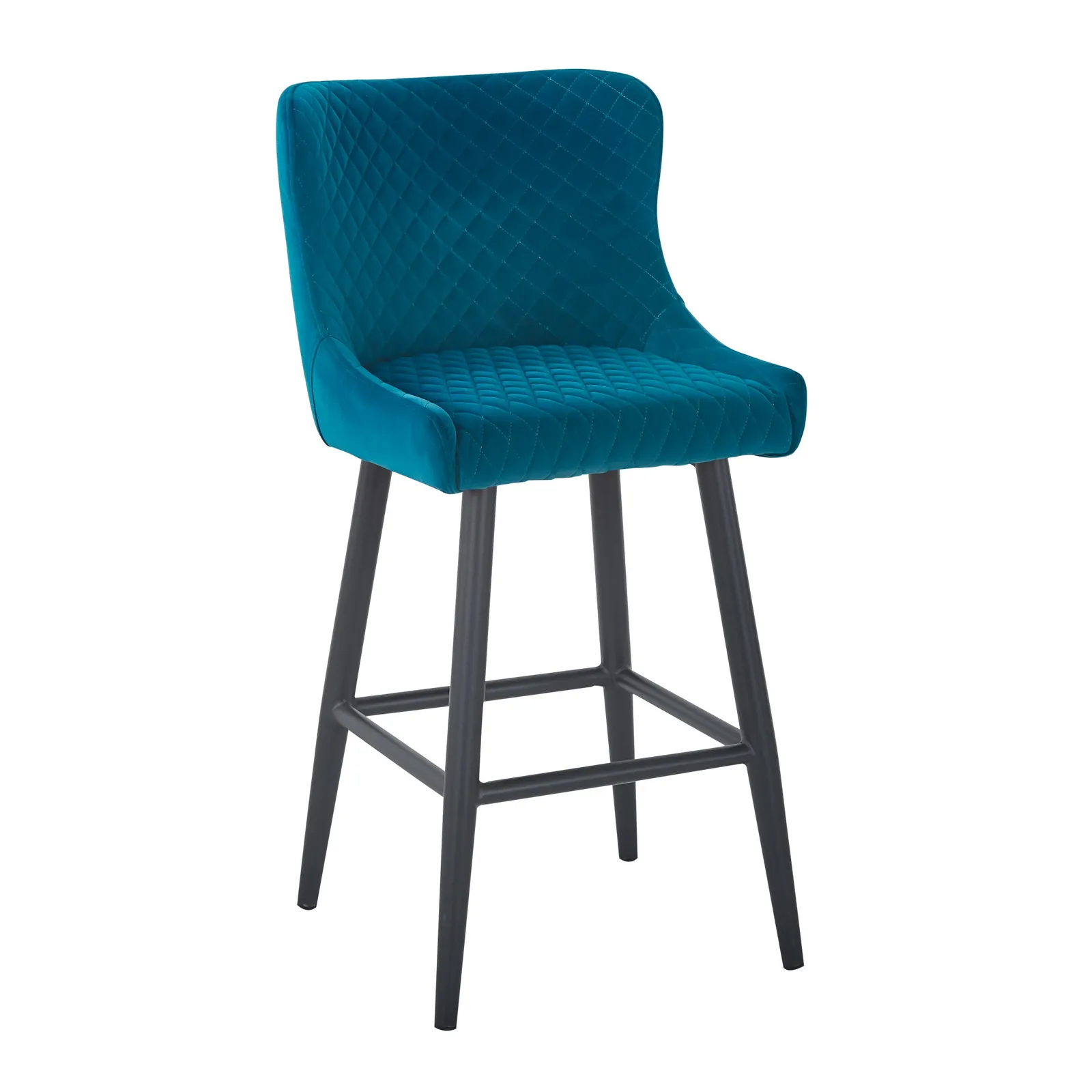 Montreal Teal Velvet Bar Stool Teal (Blue)