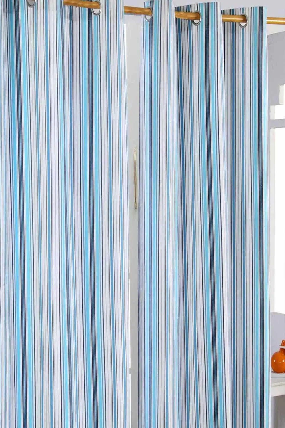 Homescapes New England Stripes Ready Made Blue Curtain Pair